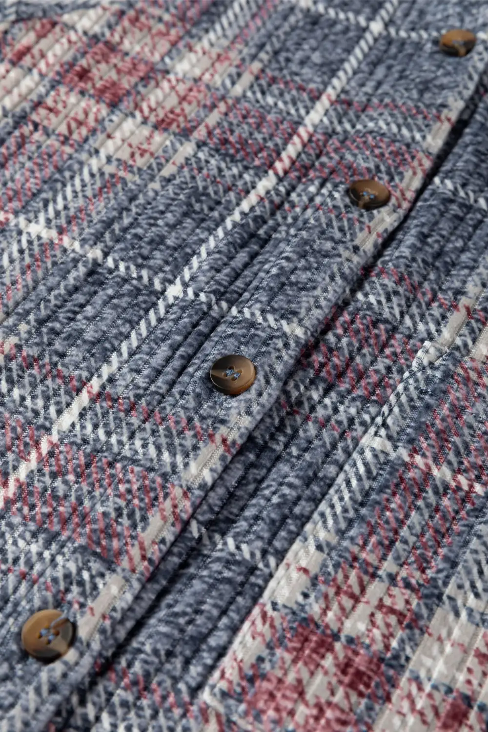 Plaid Textured Pocket Detail Shirt Blouse