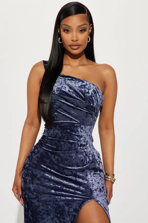 Marilynn Velvet Maxi Dress - Blue