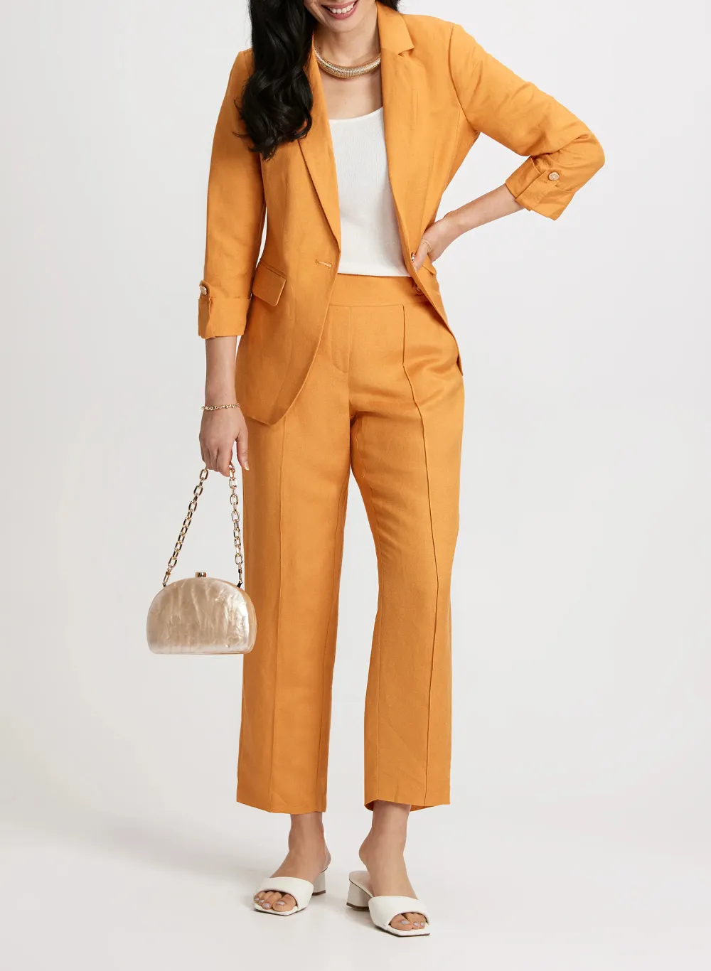 Ivory Linen Blend Blazer