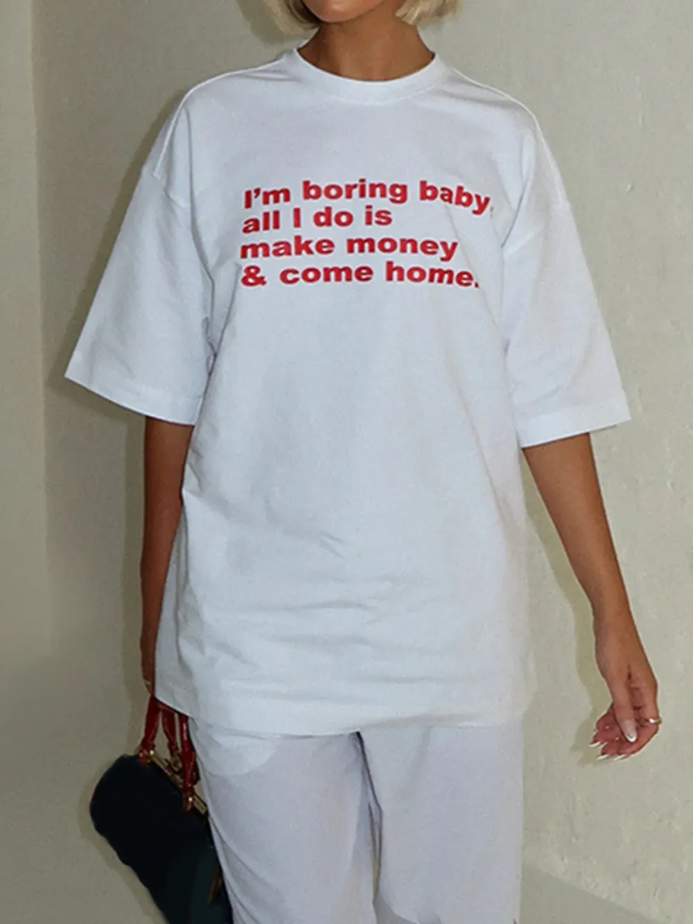 Crew Neck Text Letters Short Sleeve T-Shirt