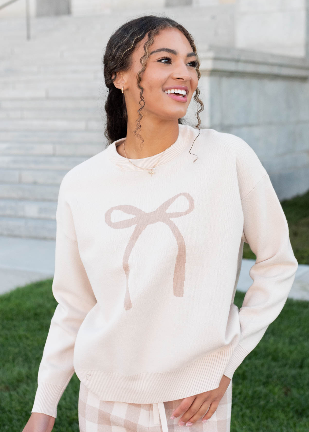 Carley Oatmeal Ribbon Sweater