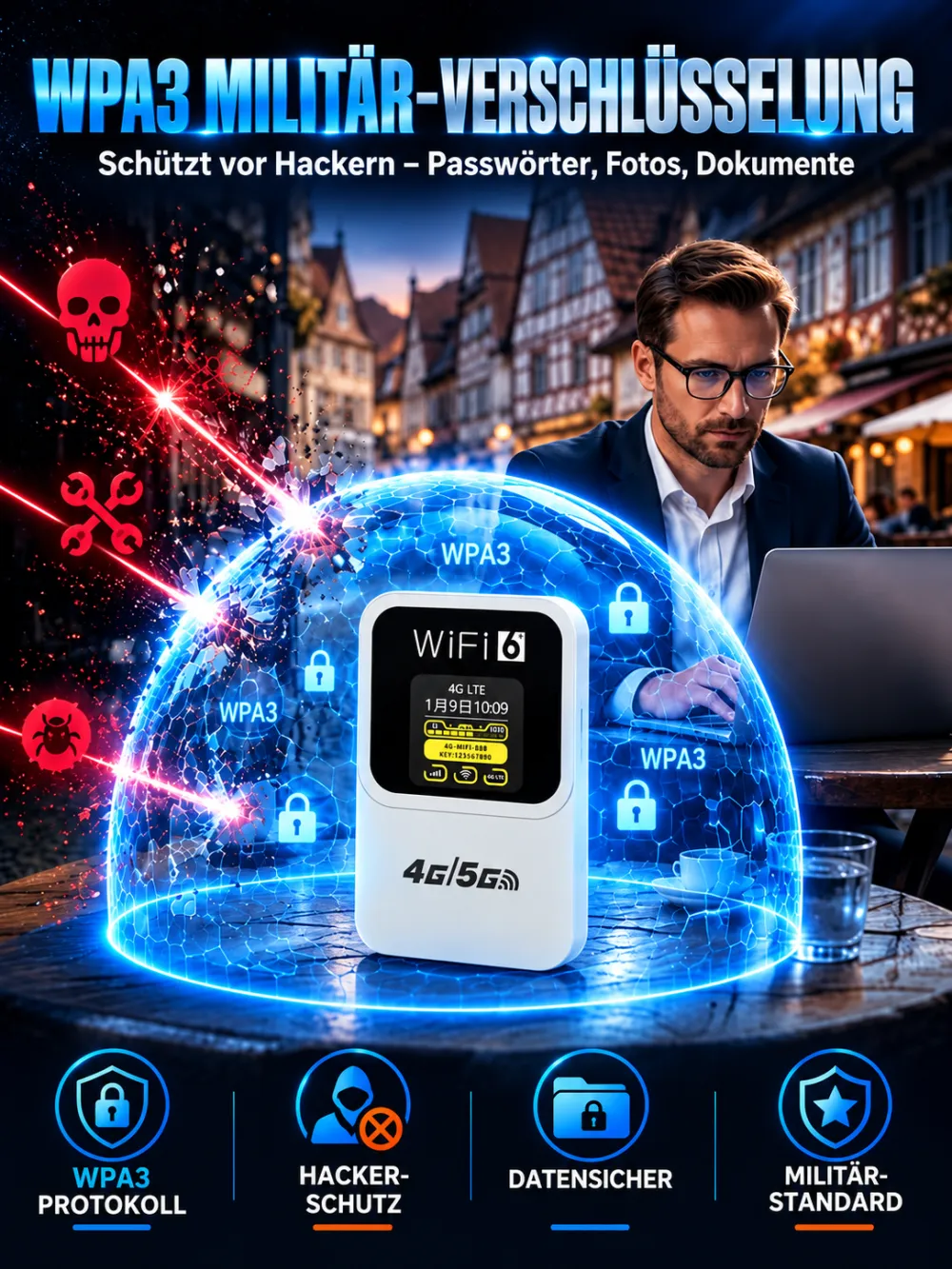 5G/2.4G Portable WiFi Hotspot Device, Multi-Link 150Mbps High Speed, 10 Devices, No SIM Card Required, Pocket Hotspot for Camping, RV, and Travel, Portable Internet Hotspot