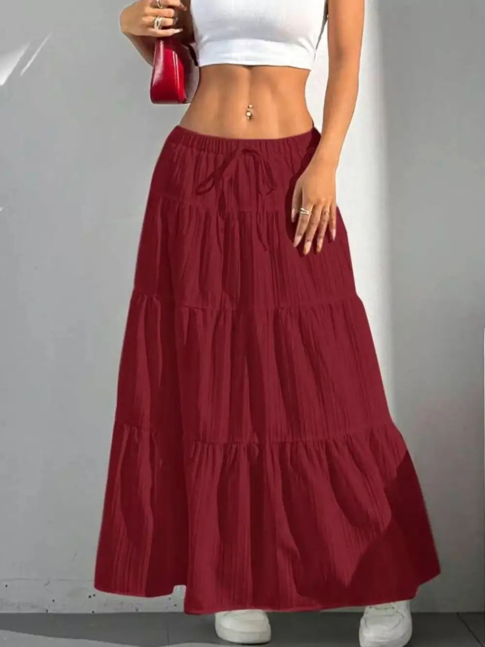 Modern Tiered Flowy Maxi Skirt