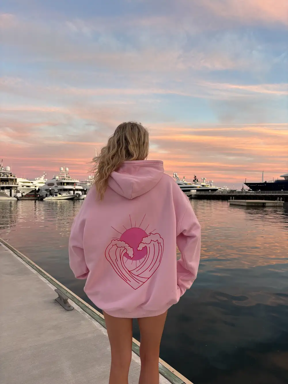 Bubblegum Ocean Heart Stitched Hoodie