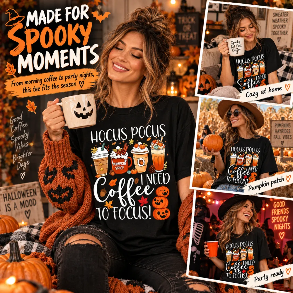 Halloween Milk Tea Print Round Neck Short Sleeve T-Shirt