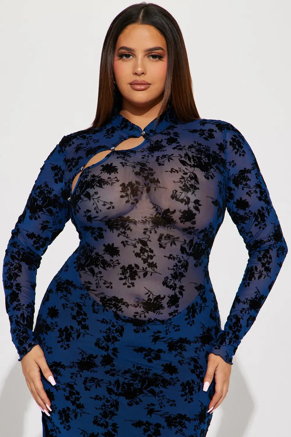 Raelynn Mesh Maxi Dress - Blue/combo