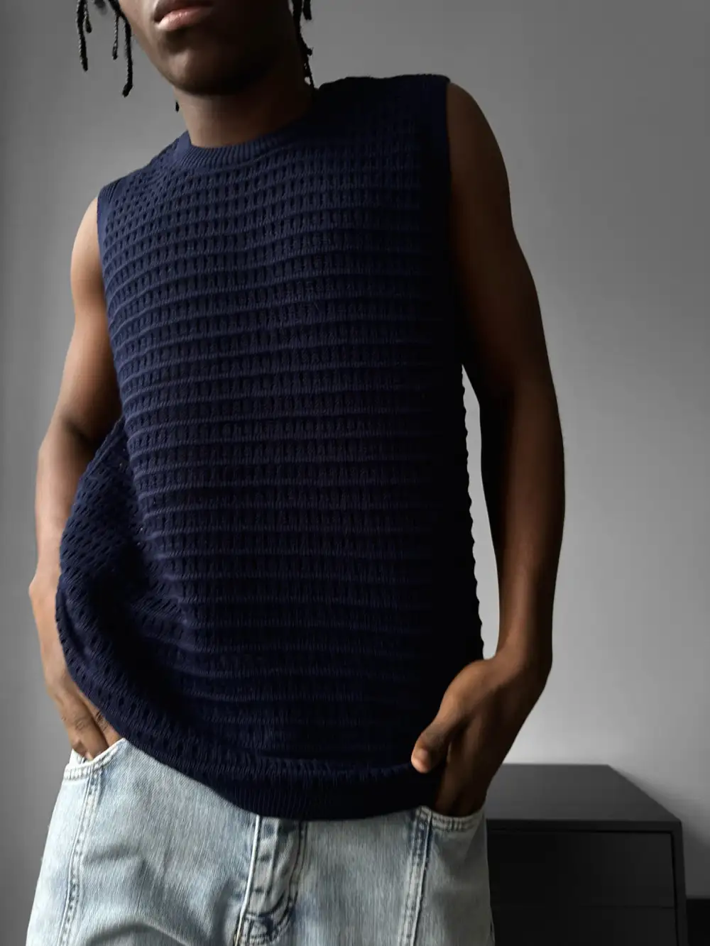 Weekend Relaxed Grid Texture Tank Top