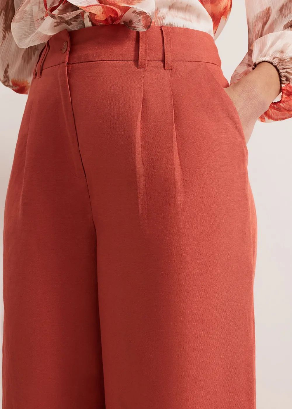 Elegant Solid-Color Linen Wide-Leg Pants