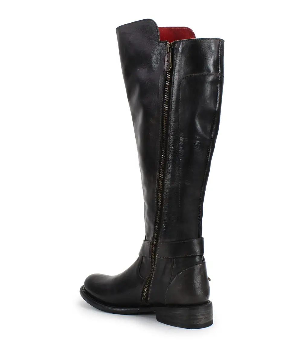 Equestrian Round Toe Leather Rugged Knee High Boots