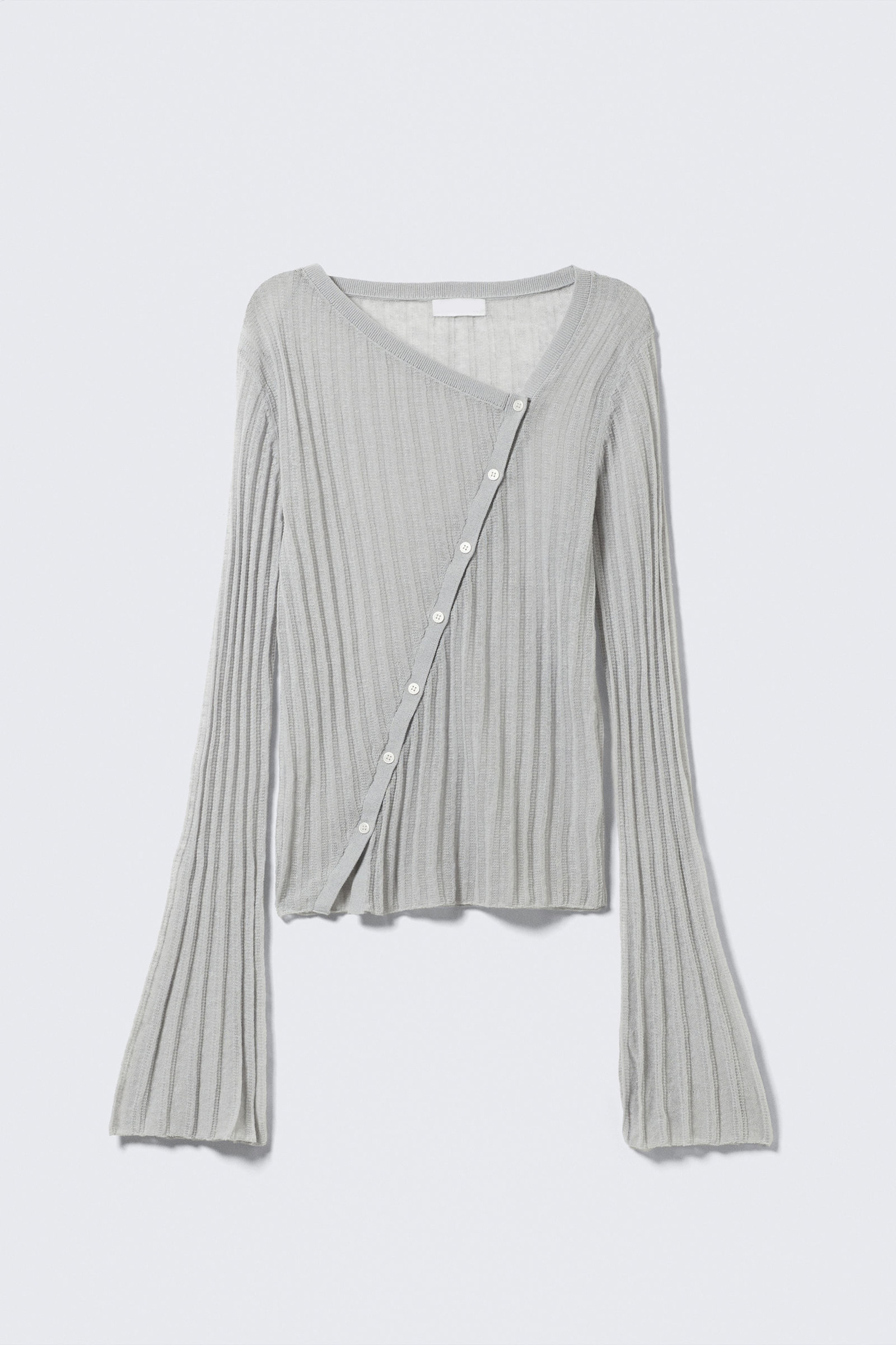Asymmetrical Neck Long Sleeve Cardigan