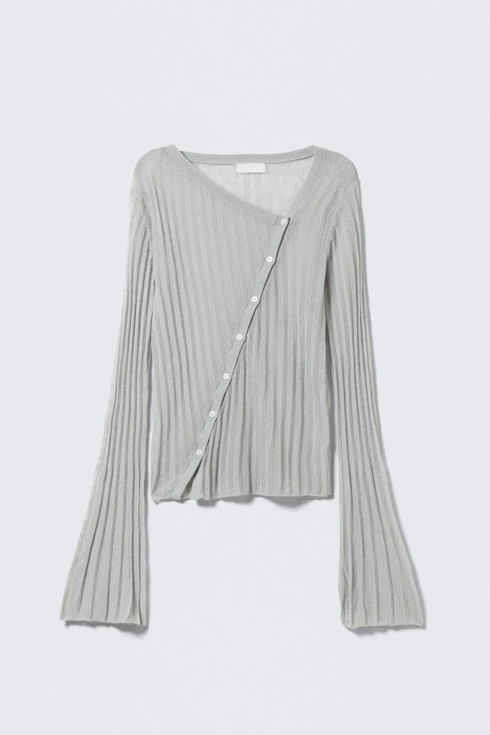 Asymmetrical Neck Long Sleeve Cardigan