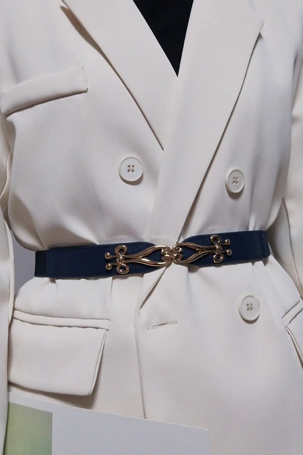 Polished Buckle Stretch Belt
