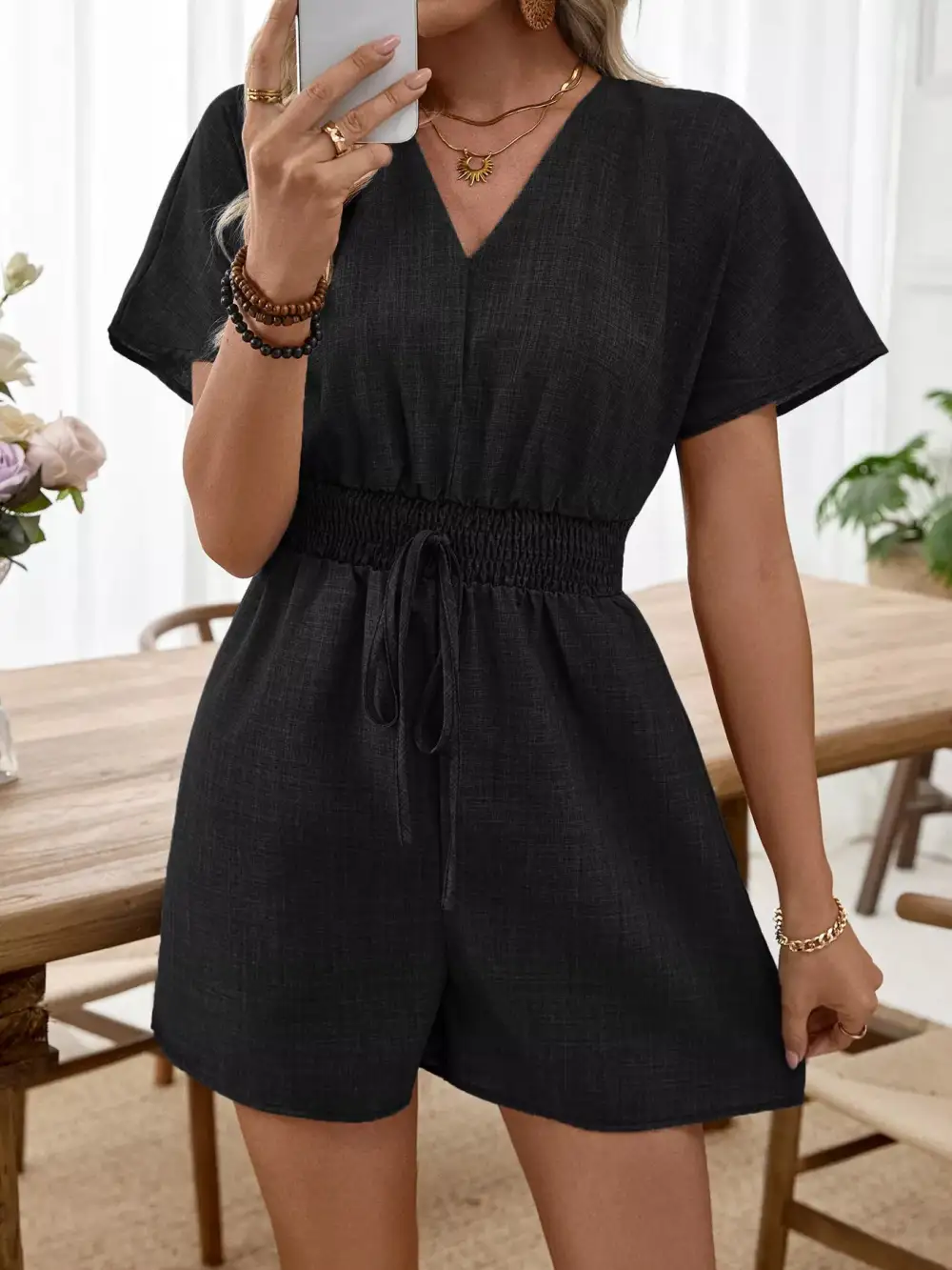 Drawstring Jumpsuit Romper