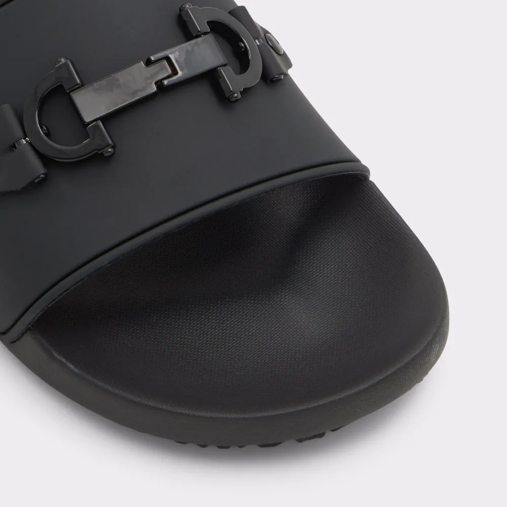 Black Horsebit Flat Slippers