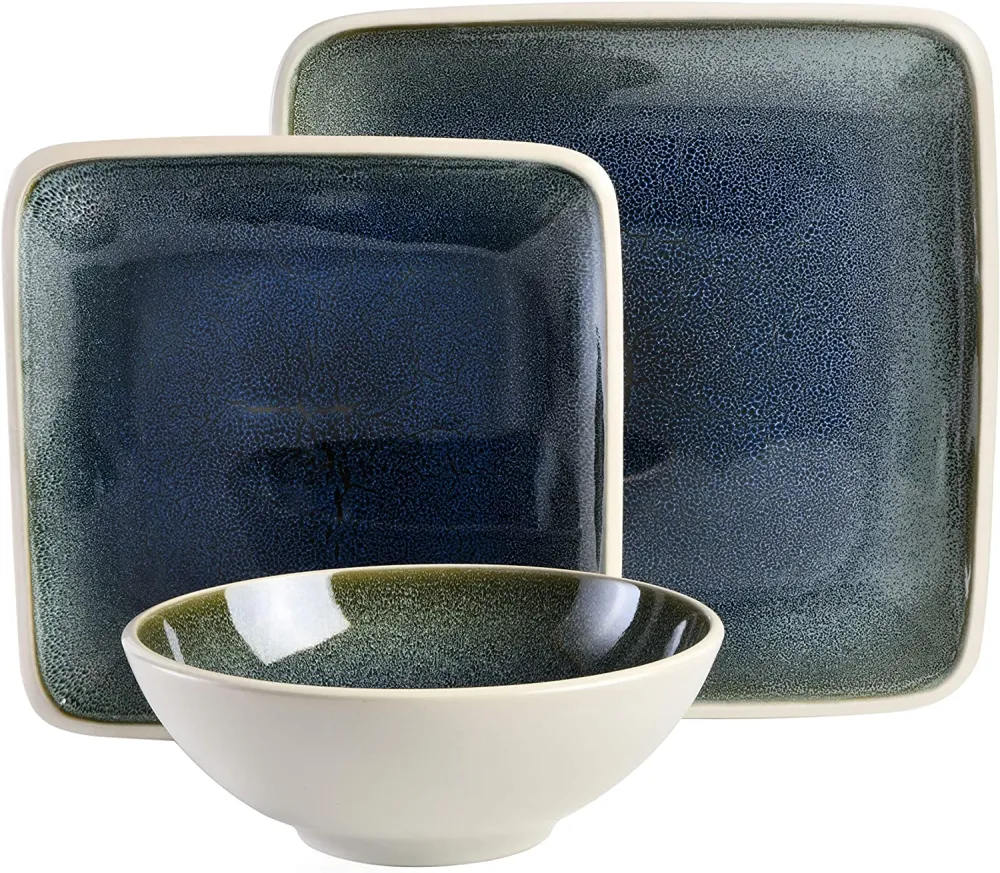 Gibson Elite Althea Reactive Dinnerware Set, 16 Pc, Teal