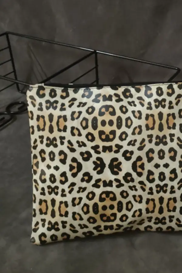 Leopard Print Faux Leather Clutch