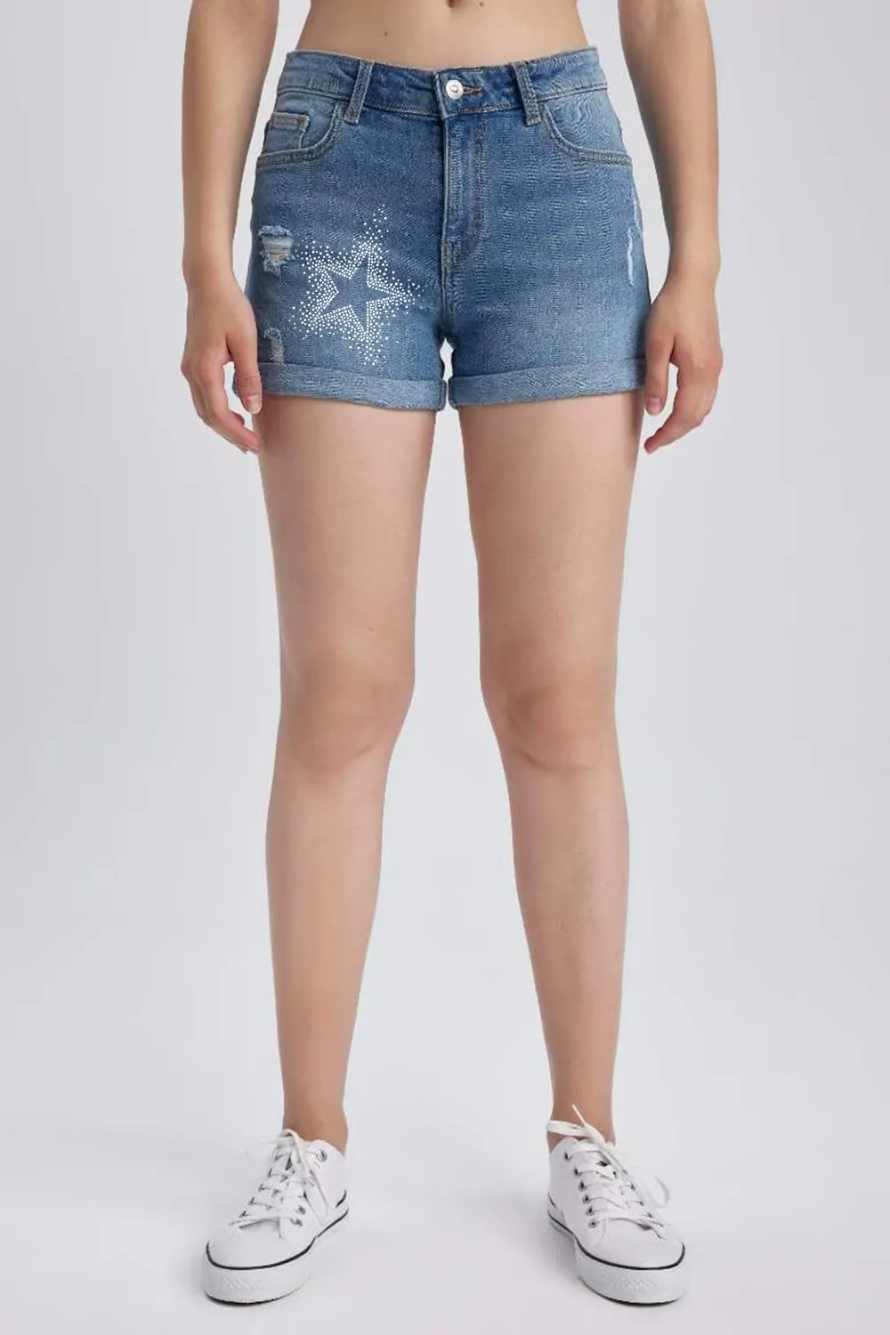 Normal Waist Folded Leg Shorts
