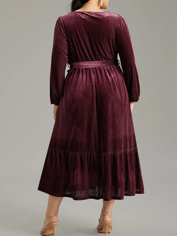 Velvet Patchwork Plus-Size Women's Dress