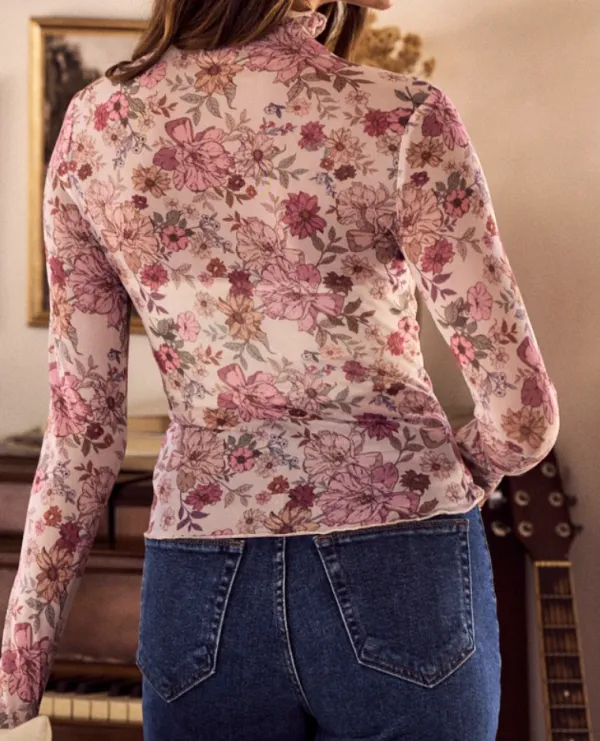 Colored Floral Mesh Tee