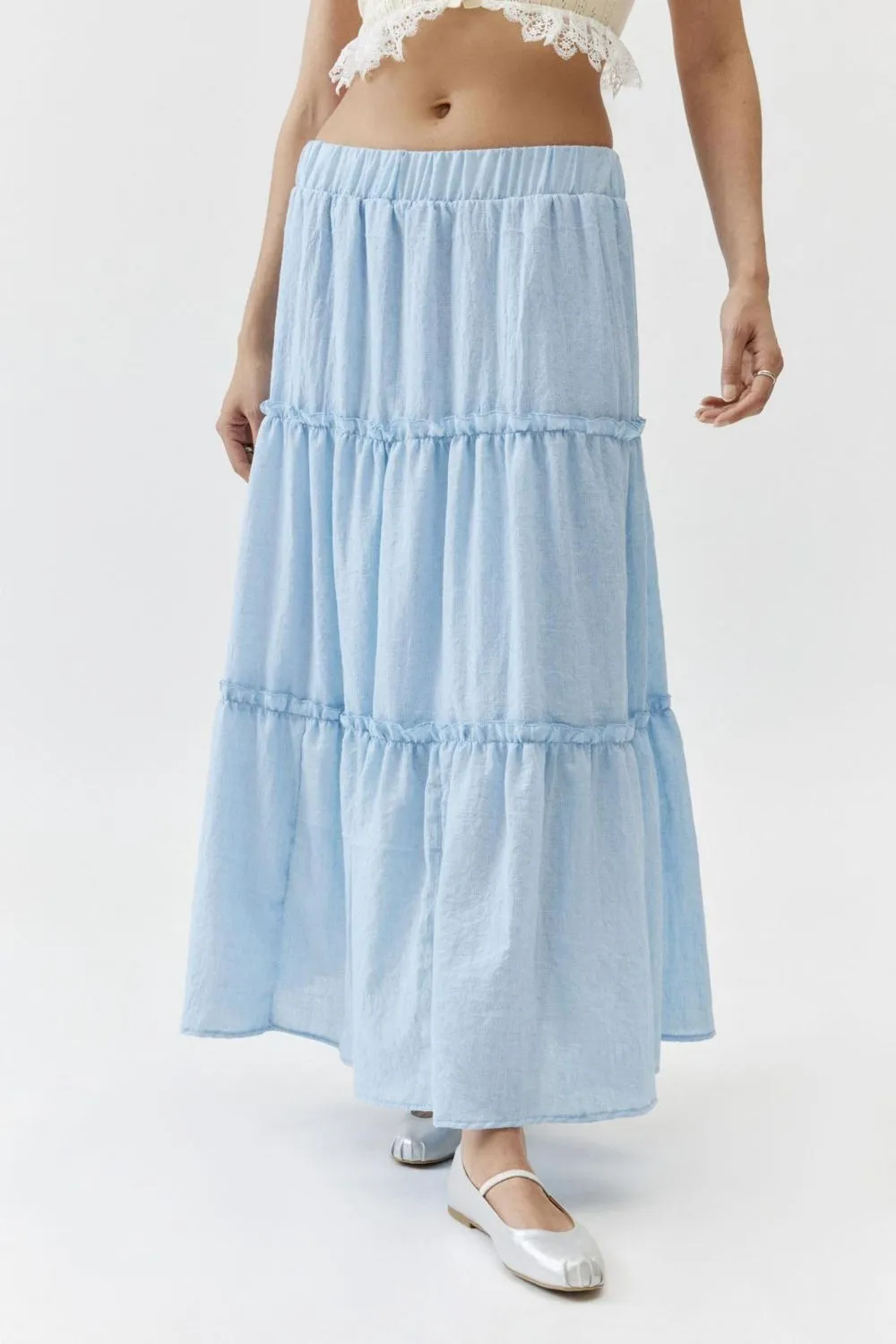 Frill Elastic Waist Mystique Skirt
