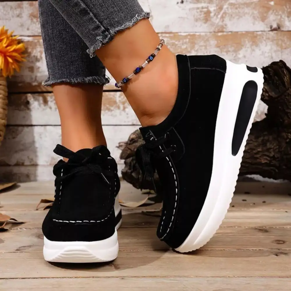 Versatile Round Toe Platform Sneakers