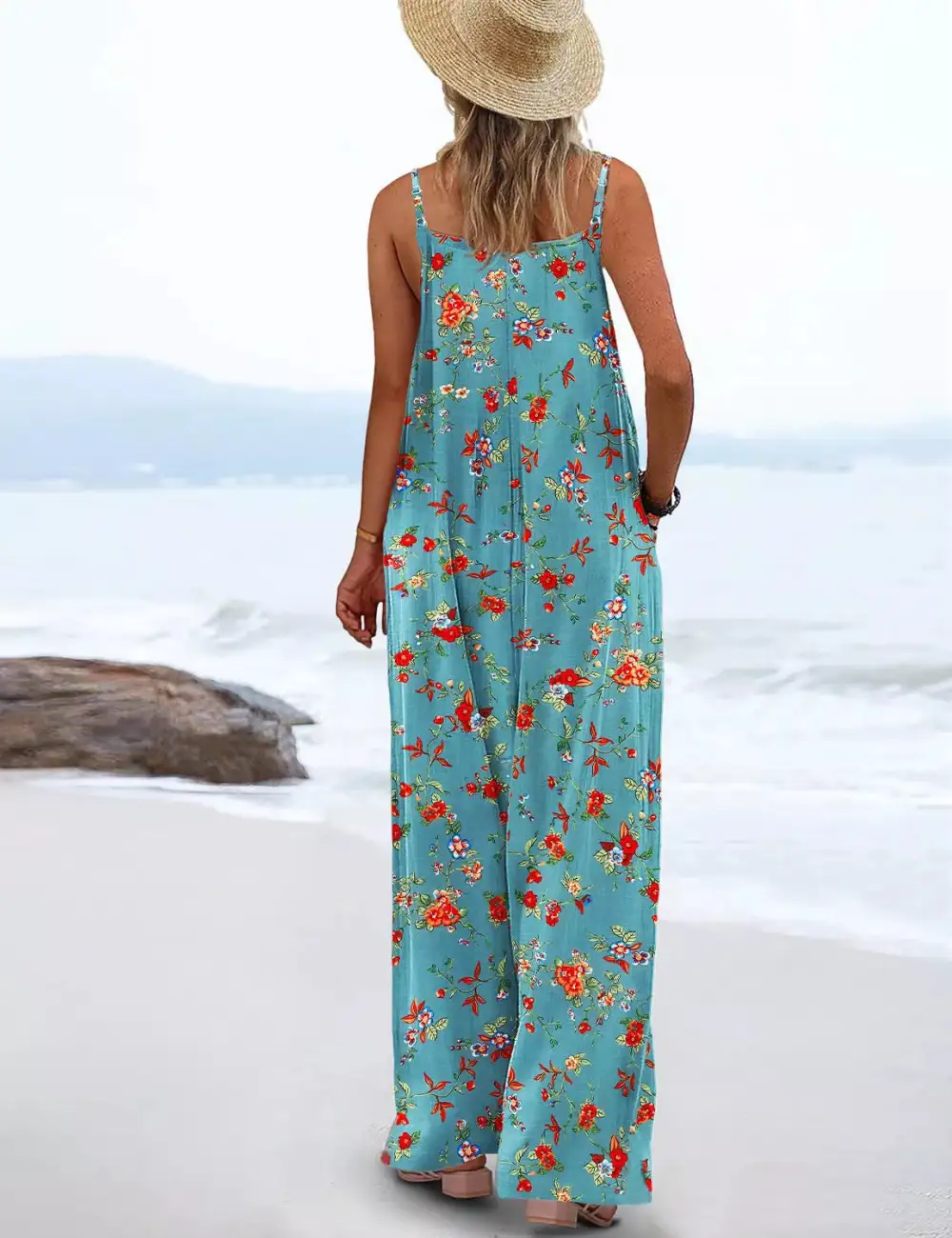 Modern Floral Wide Leg Jumpsuit