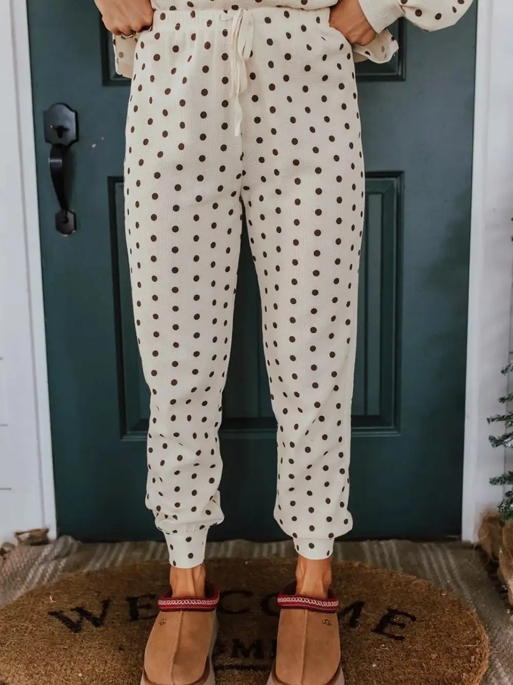 Drawstring Polka Jumpsuit