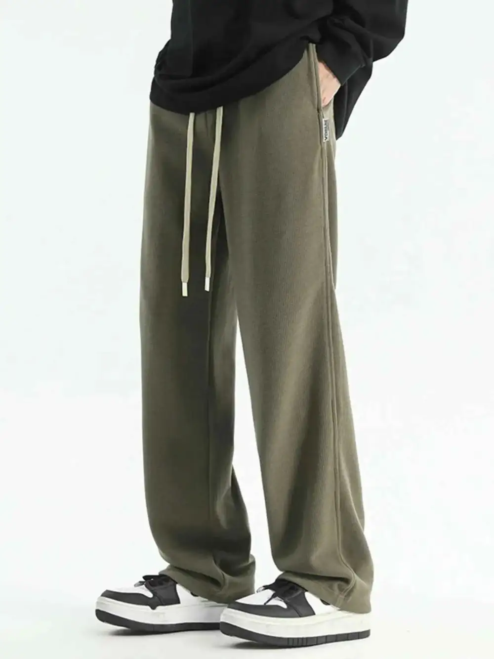 Relaxed Fit Drawstring Wide Leg Pants