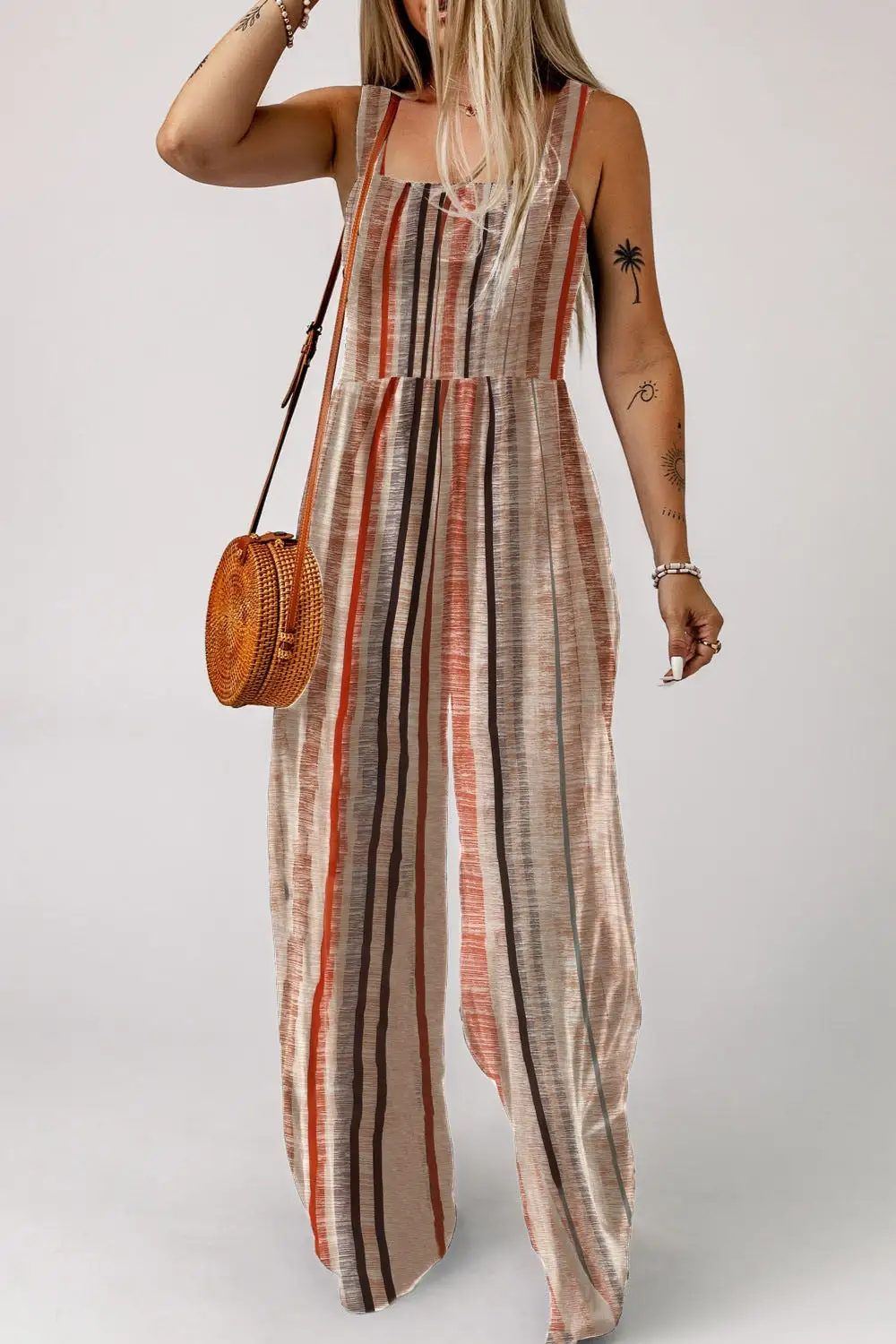 Striped Smocked Jumpsuit