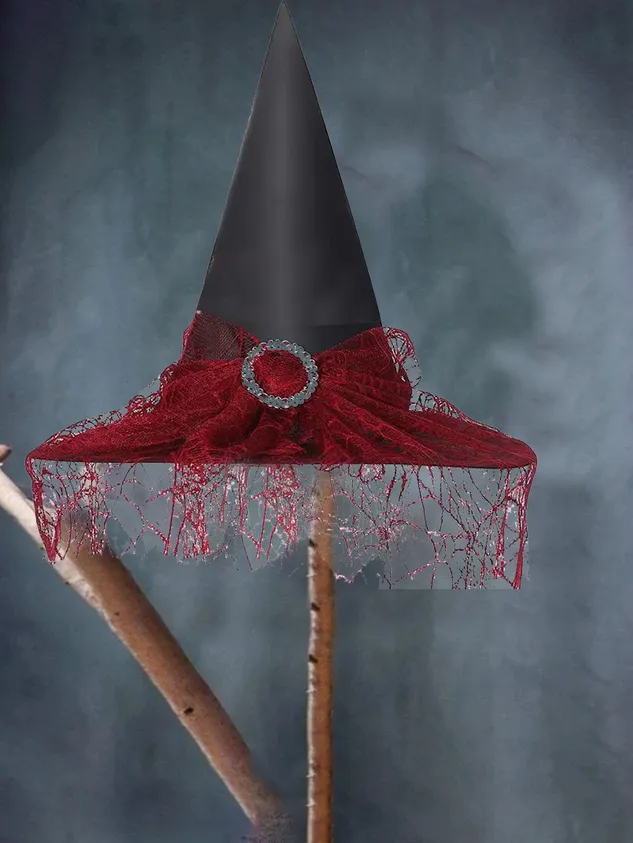 Halloween Lace Mesh Decoration Props Witch Hat