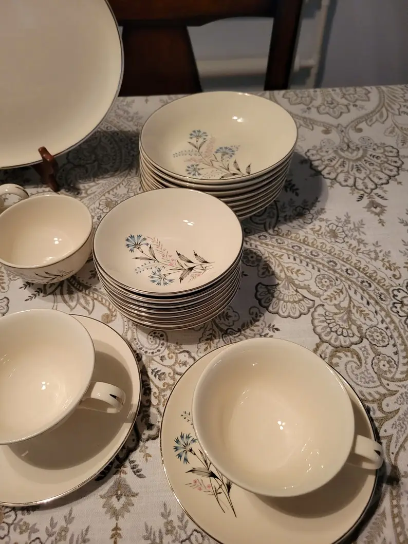 Taylor Smith Versatile Blue and Pink Flower Dinner Set 51pcs