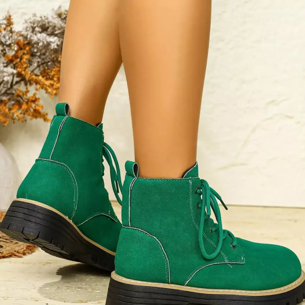 Round Toe Lace-Up Boots