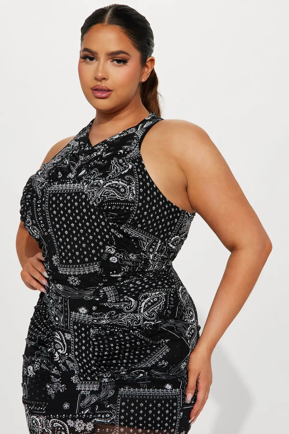 Paisley Princess Mesh Maxi Dress - Black