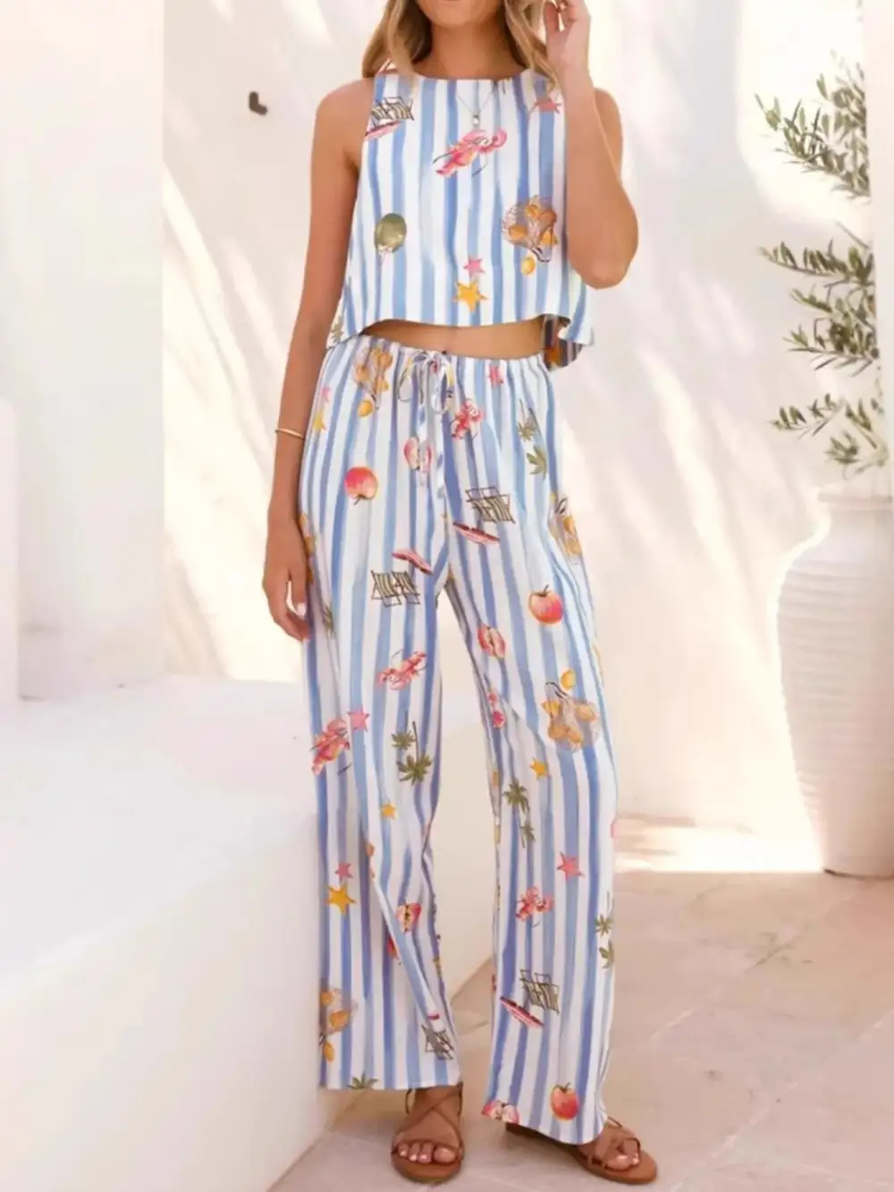 Striped Printed Jumpsuit