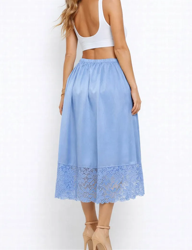 Boho Lace Hem Drawstring Waist Wide Leg Shorts