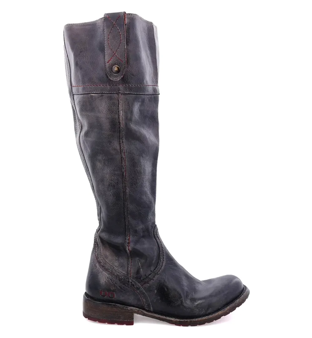 Women's Wide Calf Equestrian Lug Sole Leather Knee High Boots
