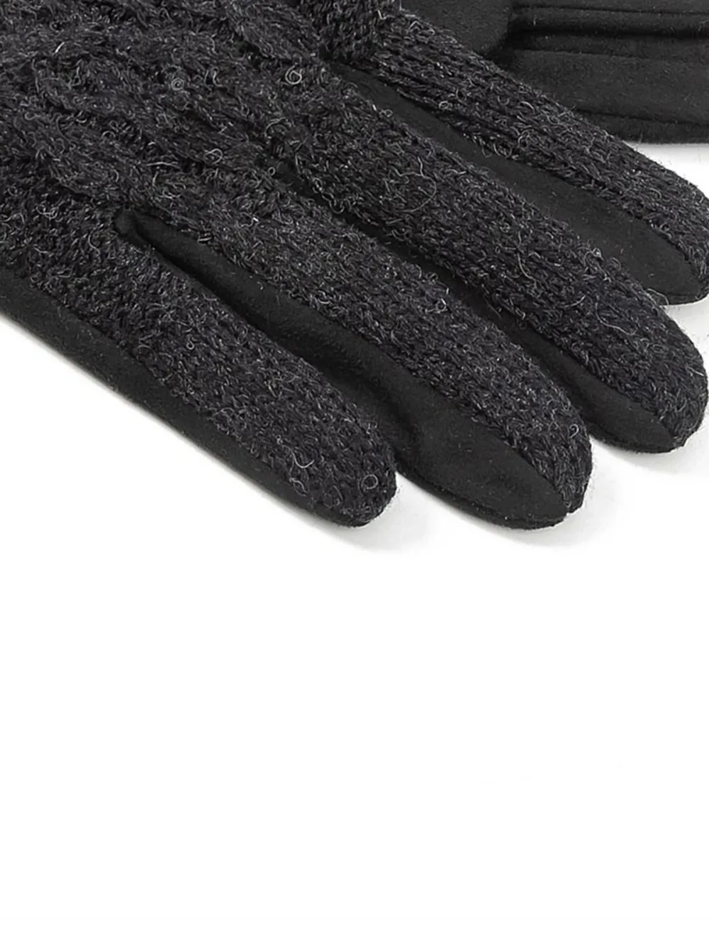 Pure Cotton Knitted Black Thickened Warm Gloves