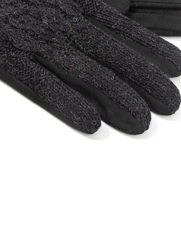 Pure Cotton Knitted Black Thickened Warm Gloves