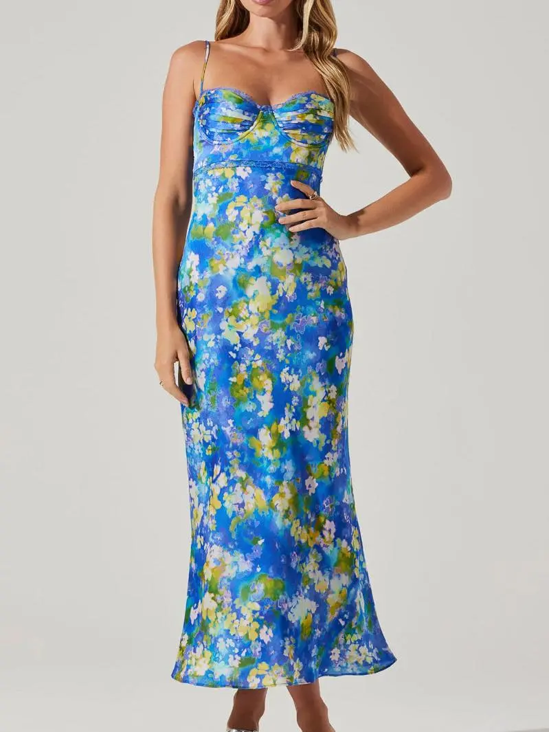 Lace Trim Bustier Maxi Dress