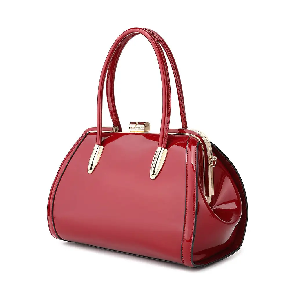 Modern Patent Leather Satchel Bag