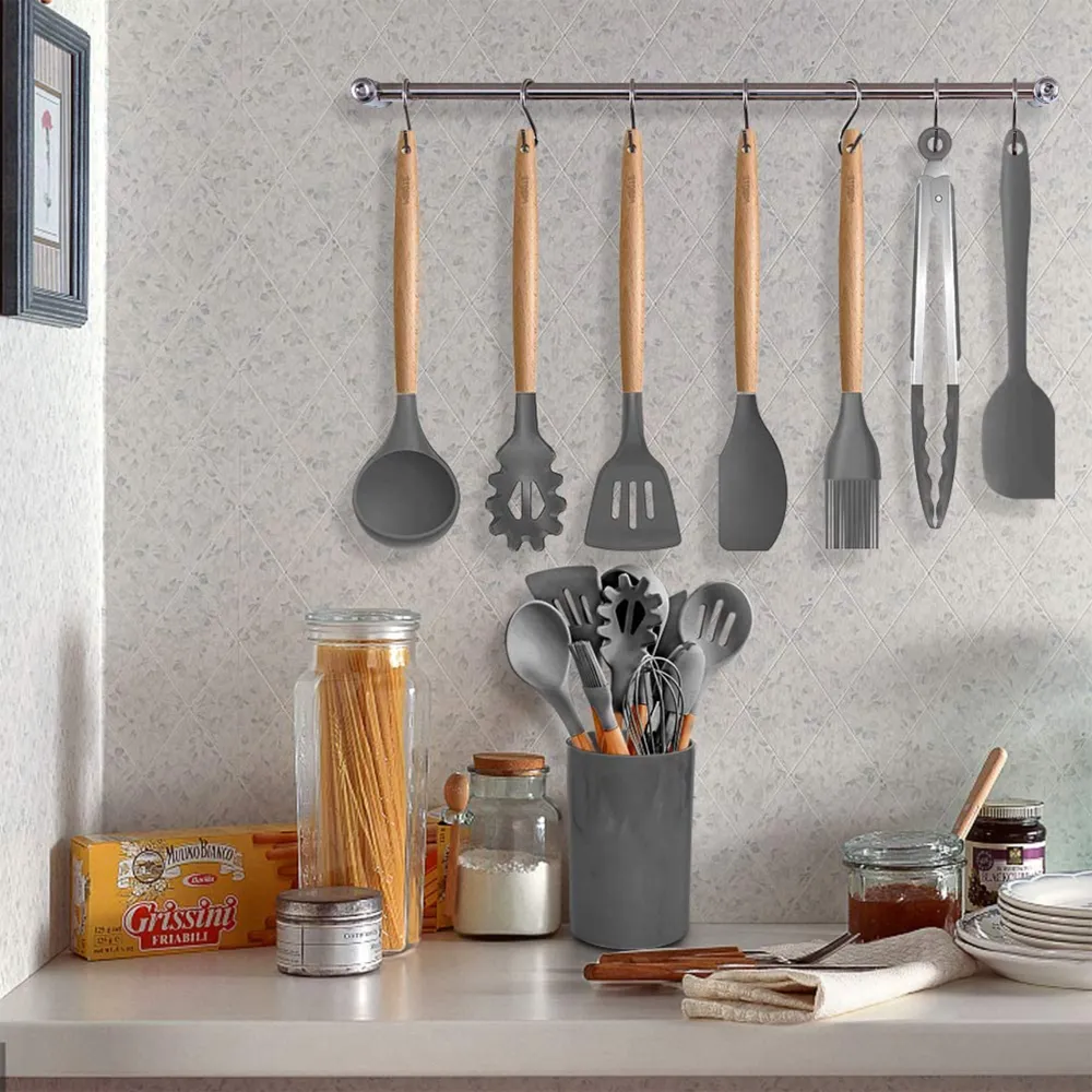 Silicone cooking utensils set