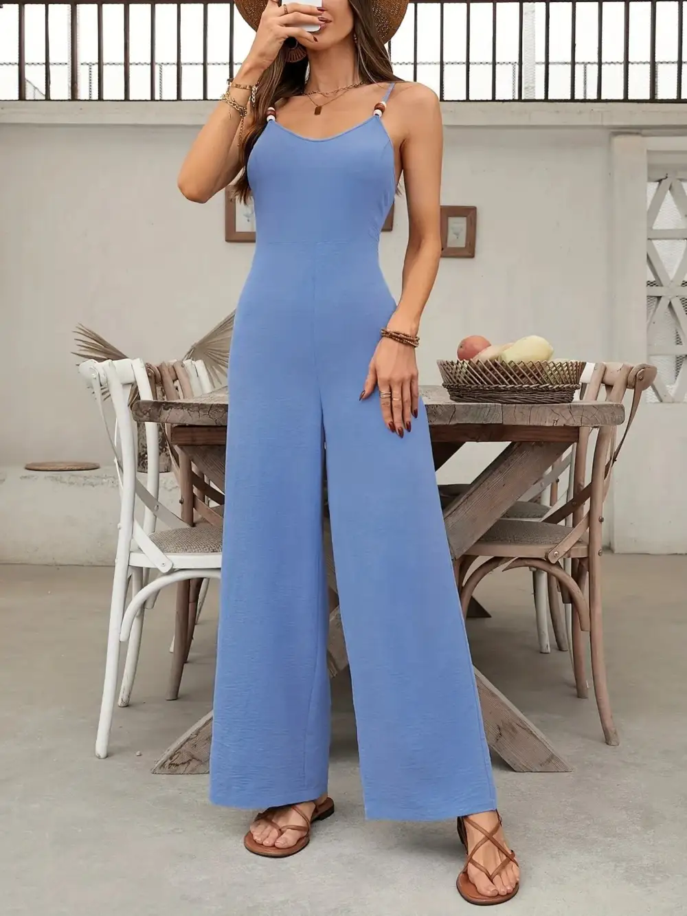 Everyday Wide Leg Spaghetti Jumpsuit