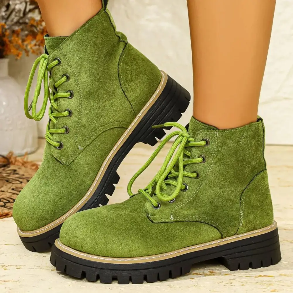 Round Toe Lace-Up Boots