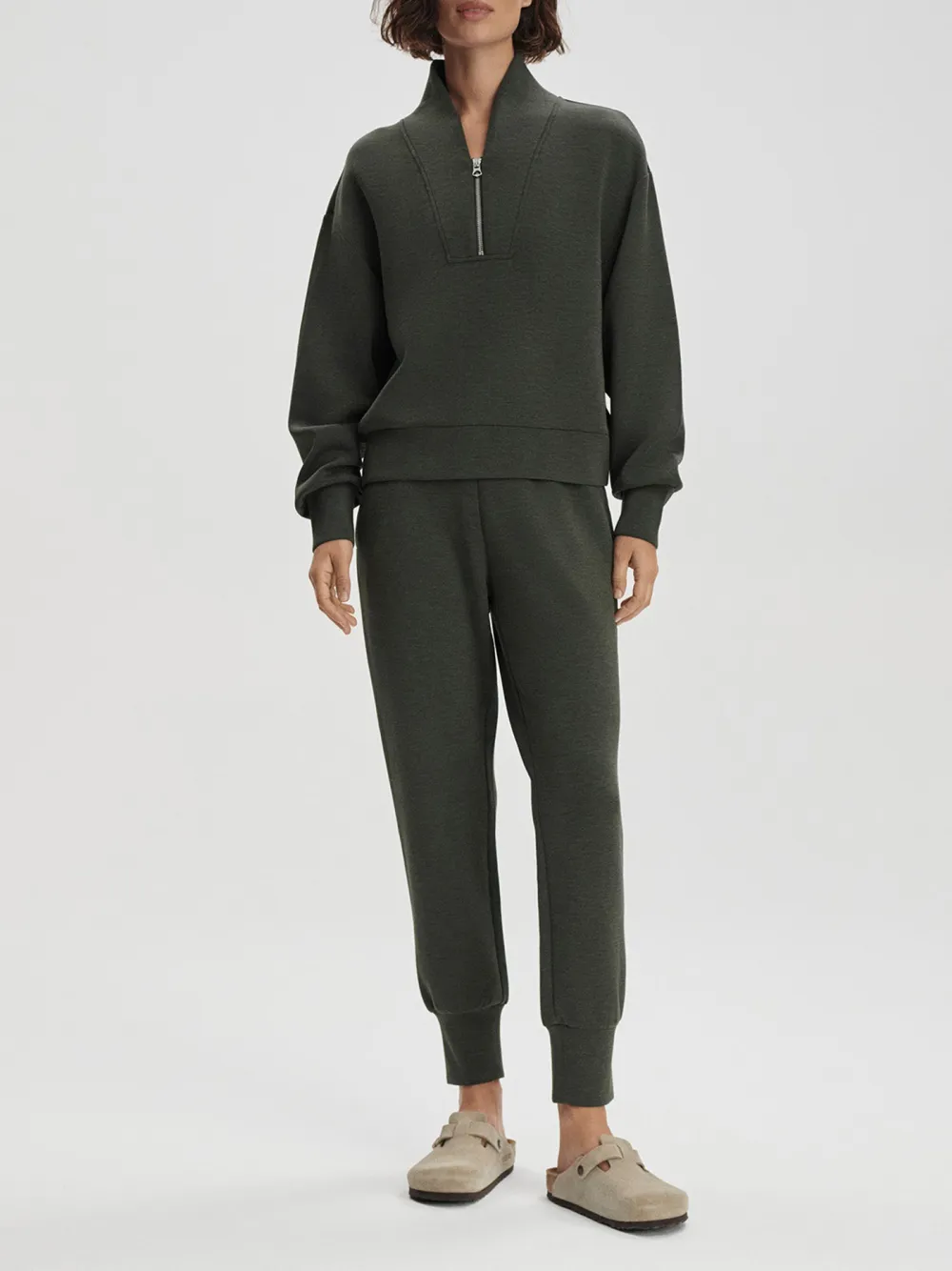 Chic Half-Zip V-Neck Oversized Sweatshirt