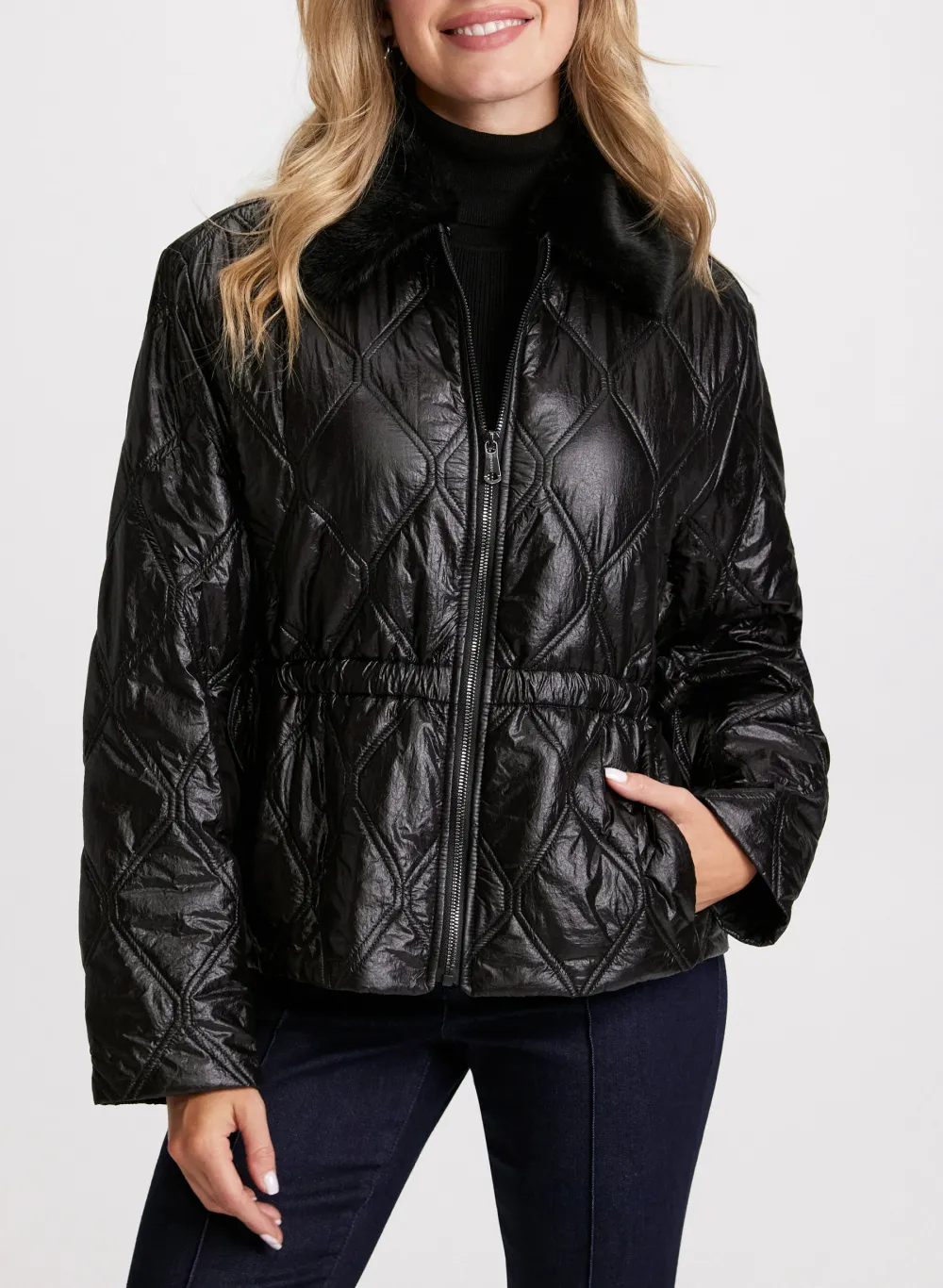 Stylish Fur-Collar Coat