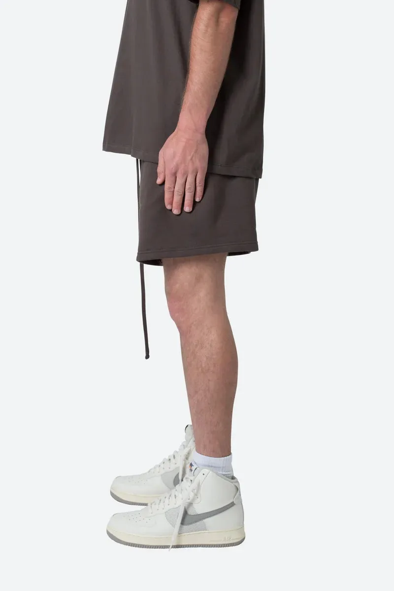 DARK BROWN ELASTIC WAIST LOUNGE SHORTS