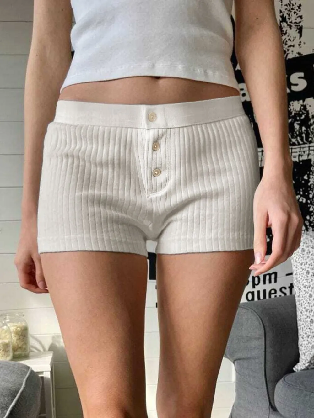 Button Detail Shorts