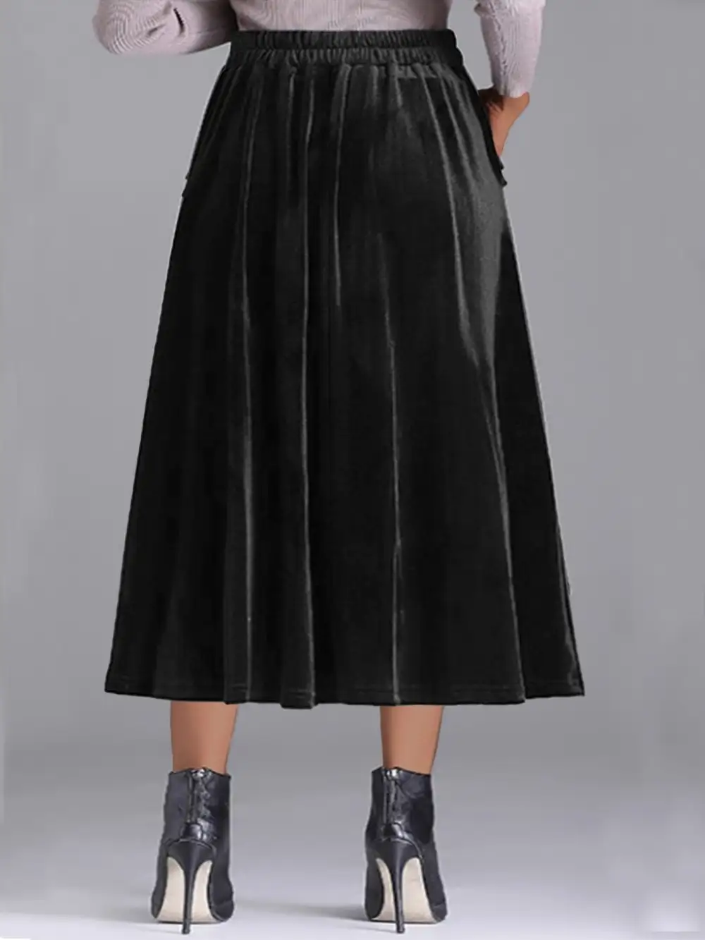 Airy Button Front Line Detail Skirt