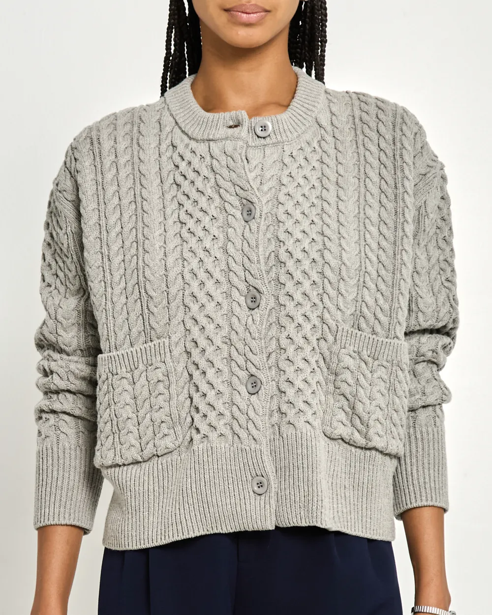 Cable Knit Button Cardigan
