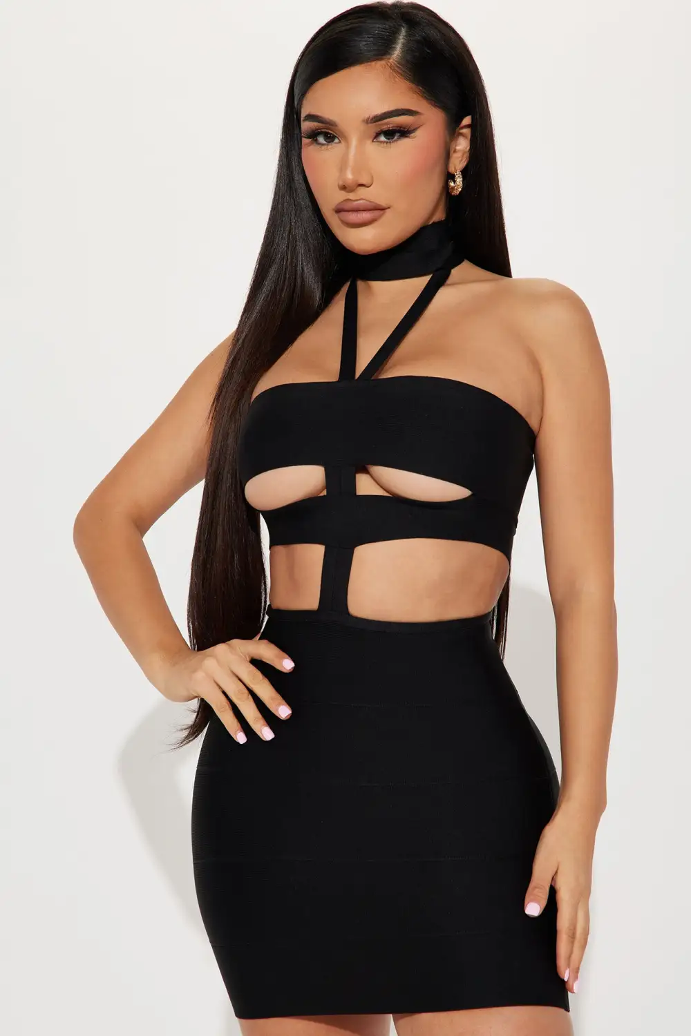 The Scandal Bandage Mini Dress - Black